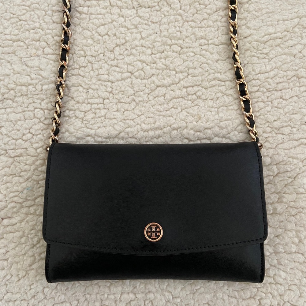 TORY BURCH leather Robinson wallet on chain